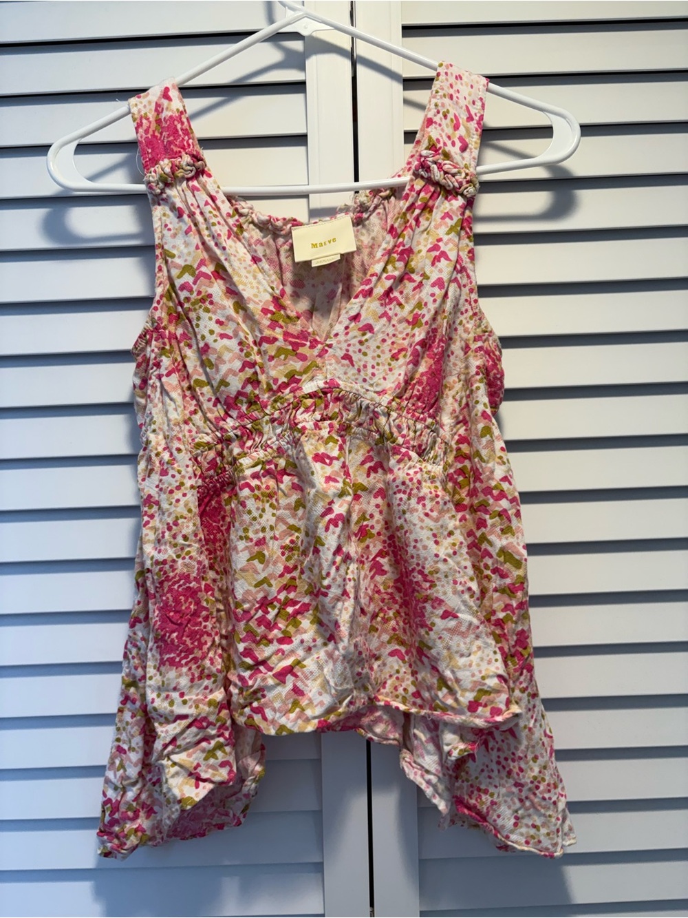 Anthropologie Maeve Bretta Pink Floral Peplum Tank Top Blouse Boho V-Neck